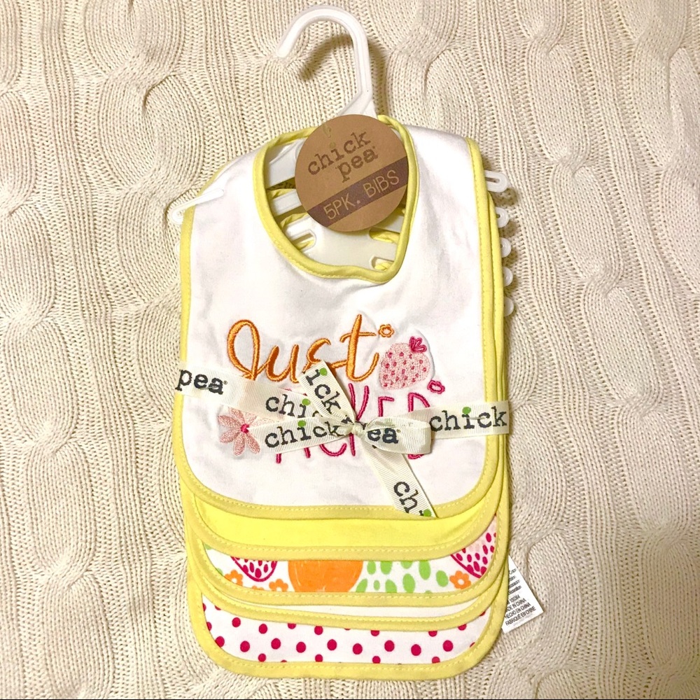 Chick Pea Baby Girl Bibs 5pk Pink Yellow